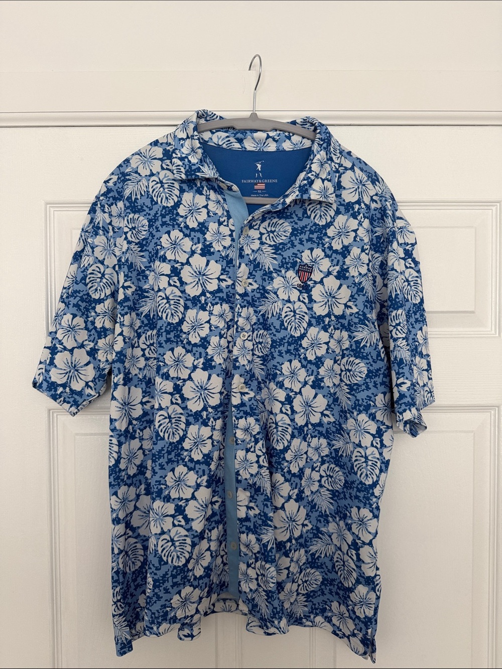 Fairway & Greene blue & White Floral Camp Shirt